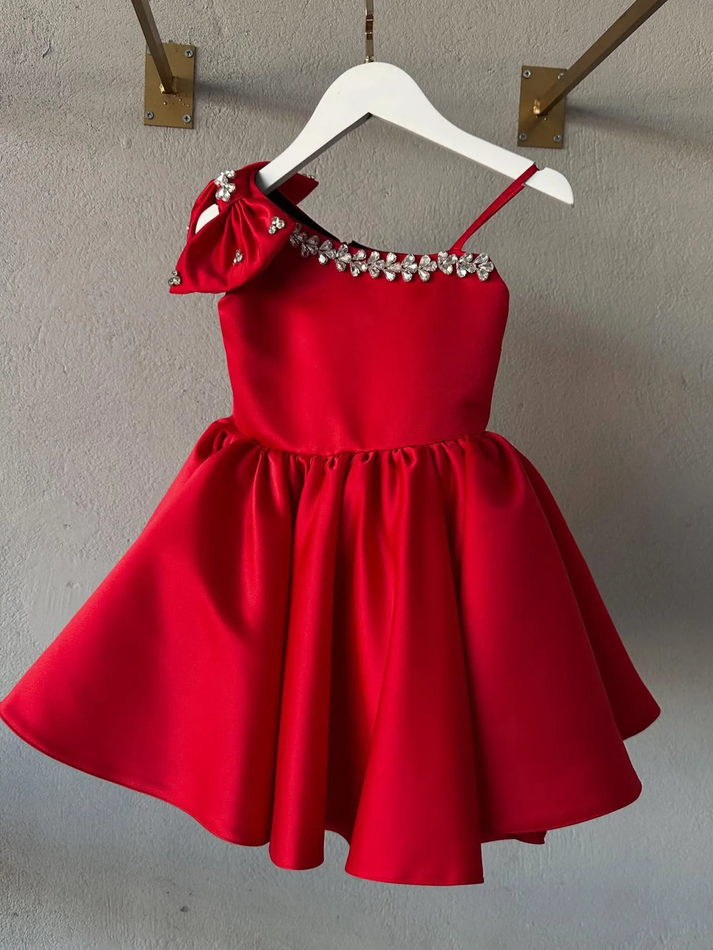 HETISO 1-12Y Elegant Children Girls First Birthday Formal Princess Dresses Rhineston Bowknot Wedding Ball Gown Costumes
