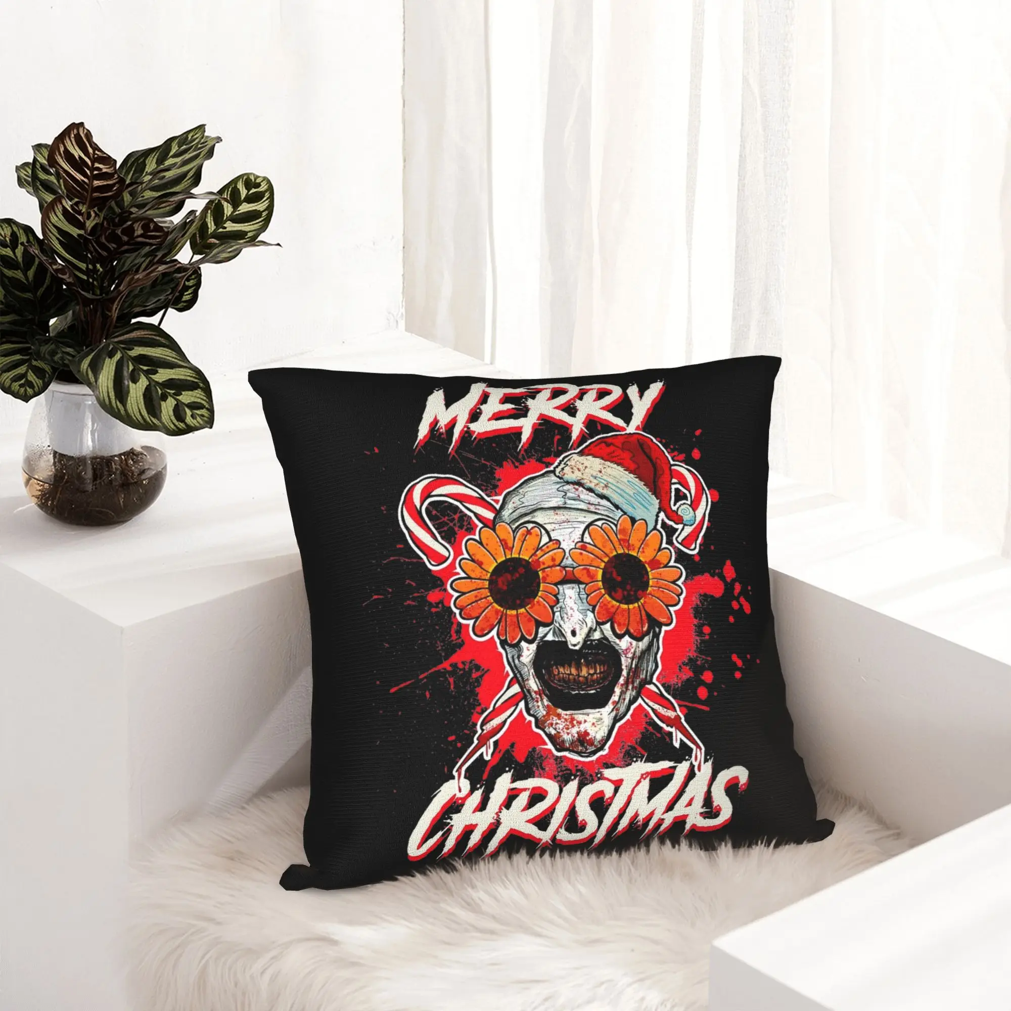 Terrifiers Art The Clown Pillowcase Printing Cushion Cover Decor Halloween Pillow Case Cover Home Square