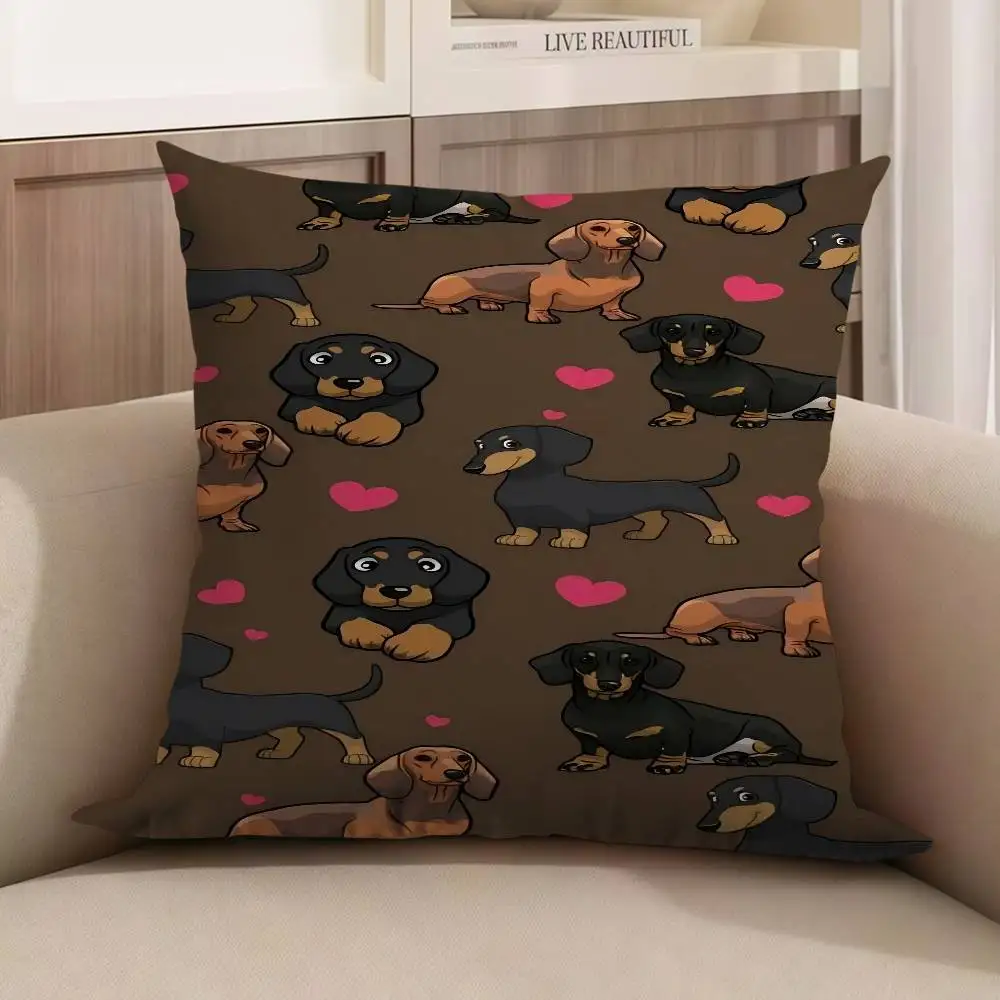

Lovey - Doxies Pillow Cushion Cover Pillowcase Living Room Sofa Home Decor Customized