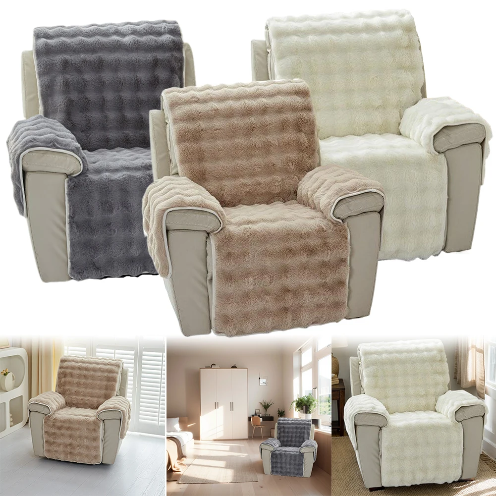 

Plush Sofa Cushion Comfortable Armchair Slipcover Protector Washable Warm Sofa Slipcover Thicken Chair Couch Cover Winter Padded