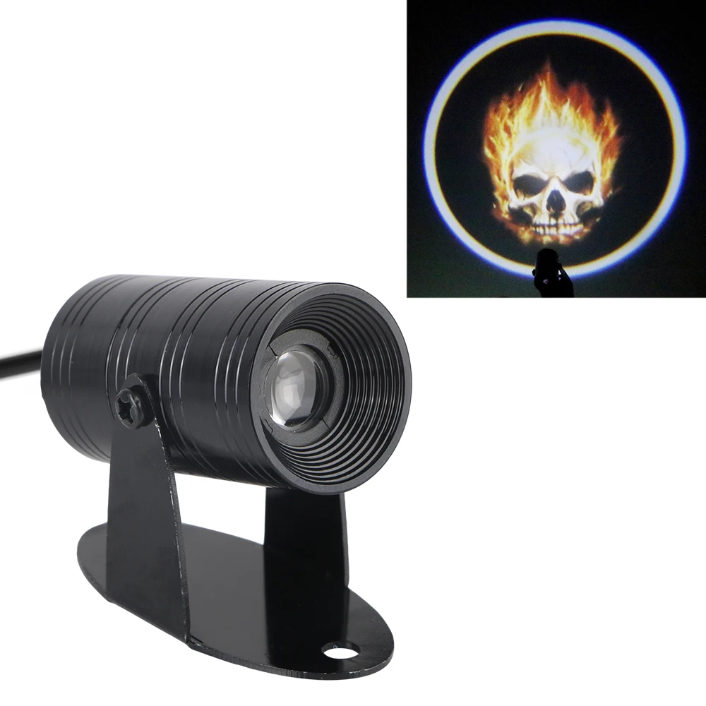 Fog Lamp Tail Lighting Motorcycle Spotlight 3D LED Logo Light Ghost Rider Flaming Skull Logo Laser Projector