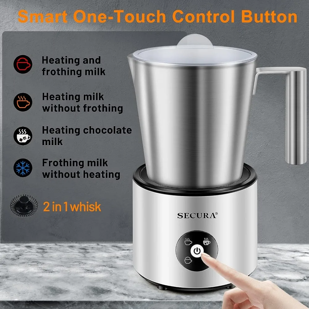 2023 New Secura Automatic Milk Frother, 4-in-1 Electric Milk Steamer, 17oz Detachable Hot/Cold Foam Maker, Milk Warmer for Latte