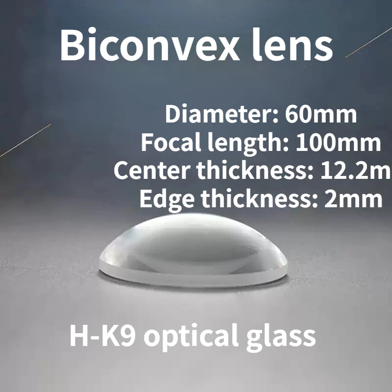 

Diameter 60mm Focal length 100mm Biconvex lens Fishing light lens optical experiment focusing magnifying glass