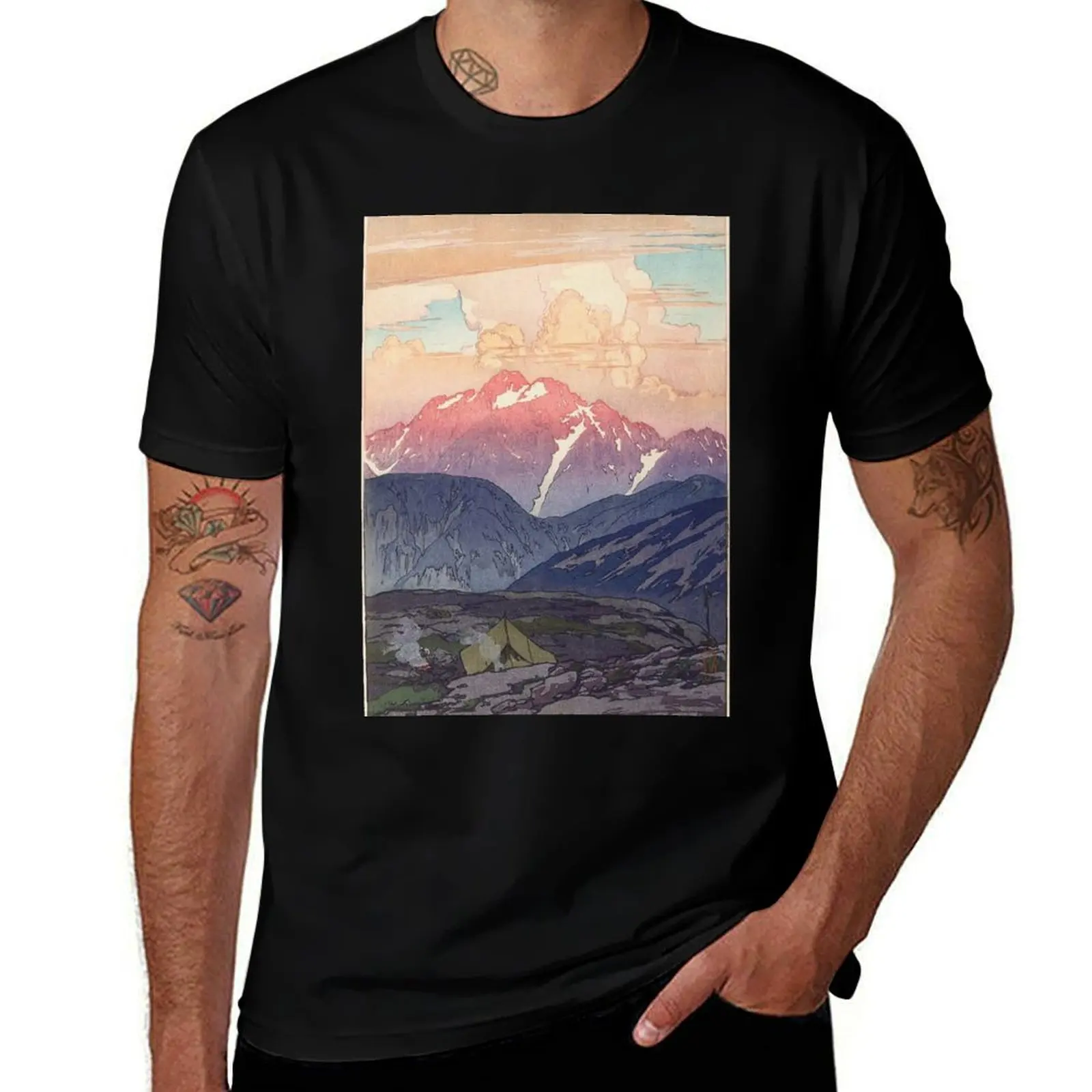 Japanese Yoshida Mountain Art T-Shirt oversizeds custom t shirt vintage shirts graphic designer t shirt men