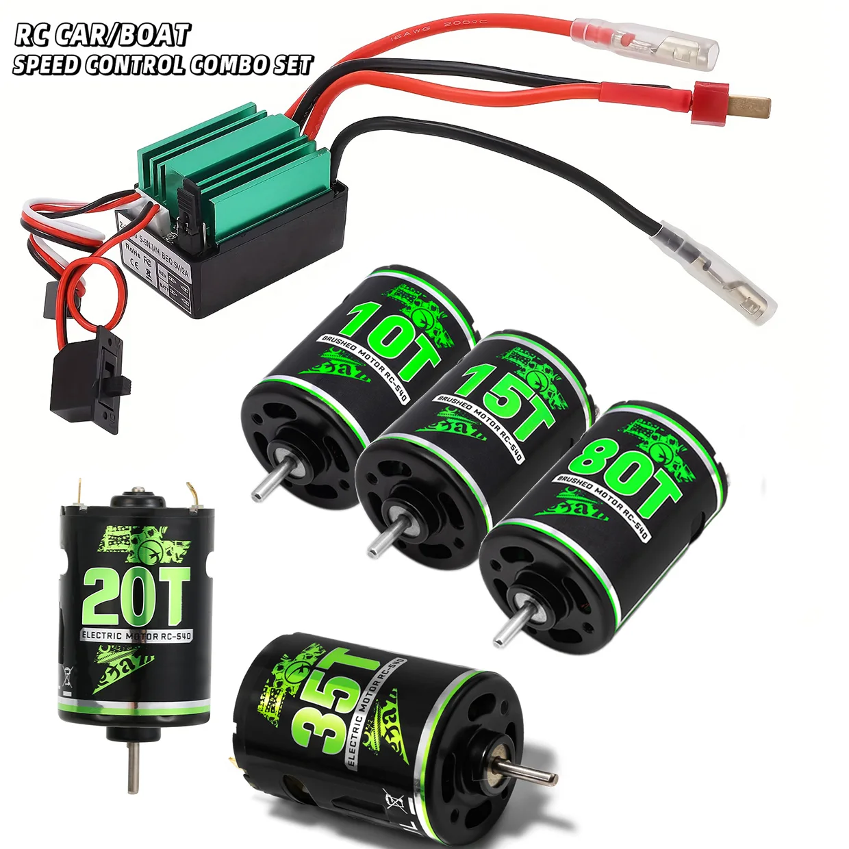 RC Impermeabile 540 Motore Spazzolato 10T-80T 320A ESC Combo per 1/8 1/10 RC Carrello Da Arrampicata Axial SCX10 TRX6 Traxxas Serbatoio FAI DA TE