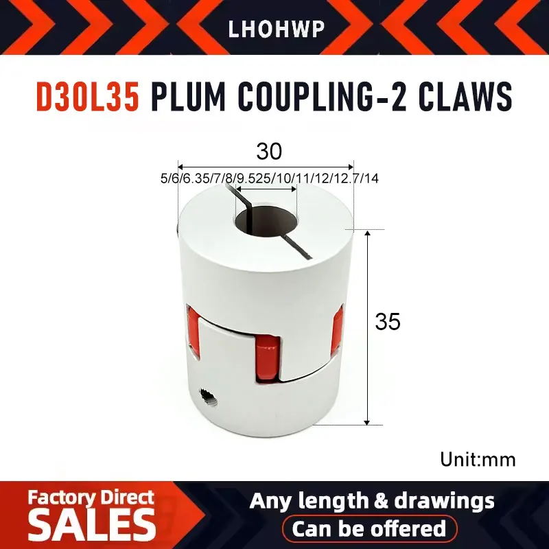 1pc XB 30*35 2-Claw Coupler Aluminium Plum Flexible Shaft Coupling D30L35 Motor Connector Flexible Coupler For Motor Balll Screw