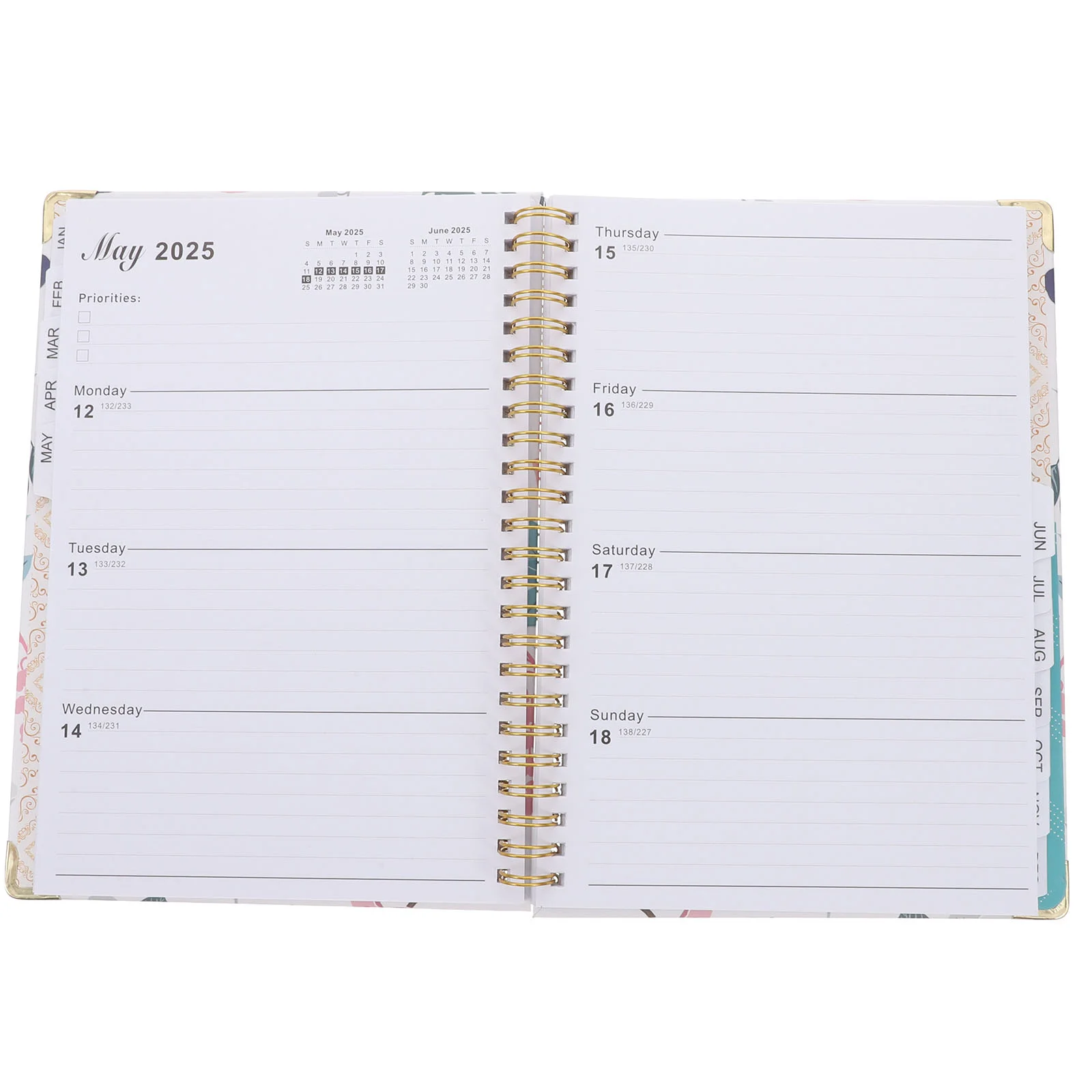 

Coil Notebook Dated Agenda Books Spiral 2025 Planner Paper Daily Flower Appointment Time Management Organizers