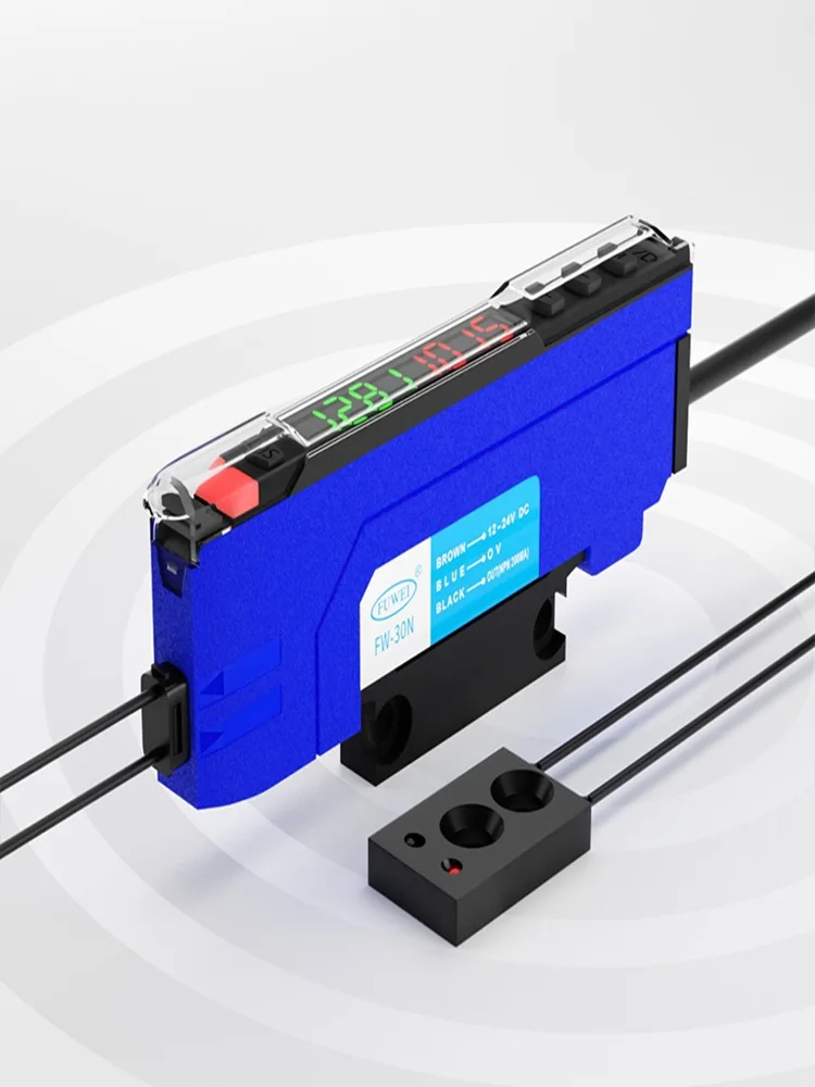 Sensor Serat Optik FUWEI FW-38U Output Sensor Otomatis Penguat Serat Optik Digital Sensor Reflektif Serat Optik Sudut Kanan