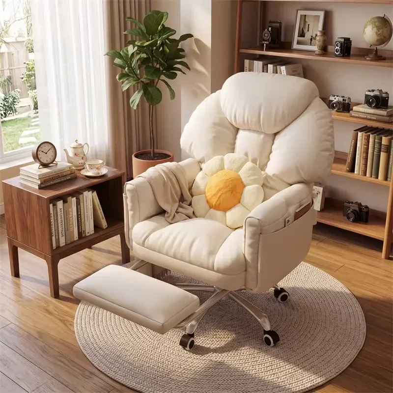 Modern Fabric Office Chair for Home Desk Gaming Bedroom Makeup Ergonomic Back Computer Chair European Office Furniture