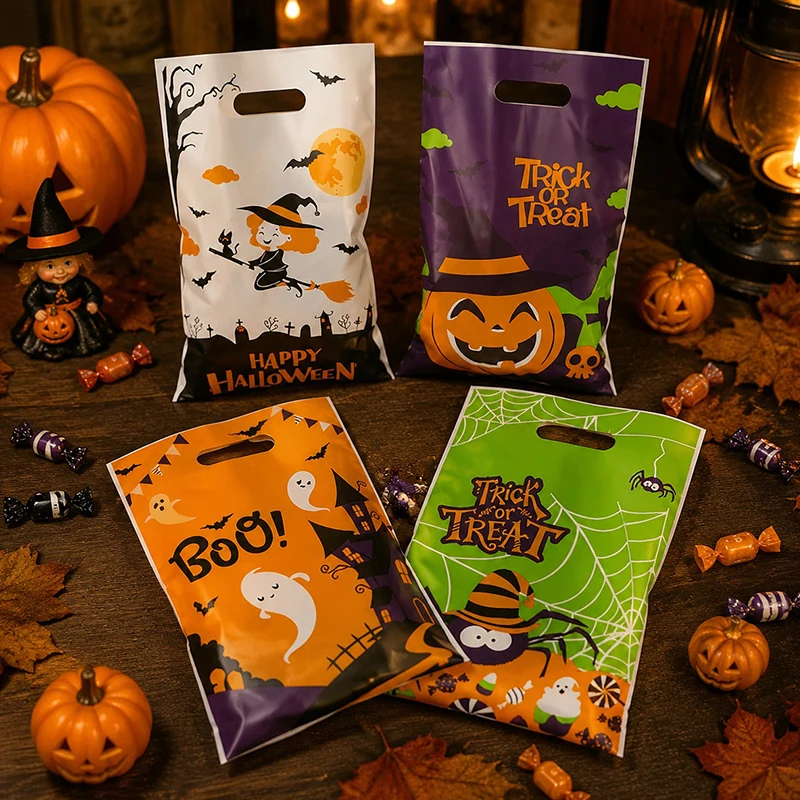 40/80PCS Halloween Treat Bags Assorted Patterns Handheld Candy Gift Package Holiday Boutique Giveaways Carnival Event Supply ZYF