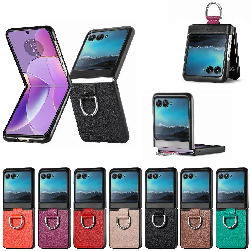 

Solid Color Lychee Leather Flip Case Phone Cover For Motorola Razr 40 Ultra Folding Protection Phone Case