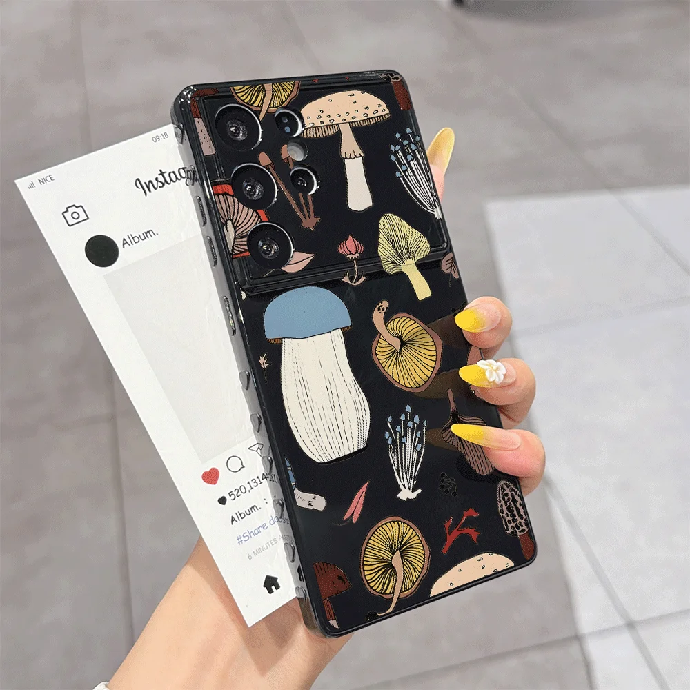 Art Autumn Cartoon Mushroom Pattern Phone Case for Samsung Galaxy S26 Ultra S25 S24 FE S23+ S22 Plus A57 A56 A55 A54 Soft Cover
