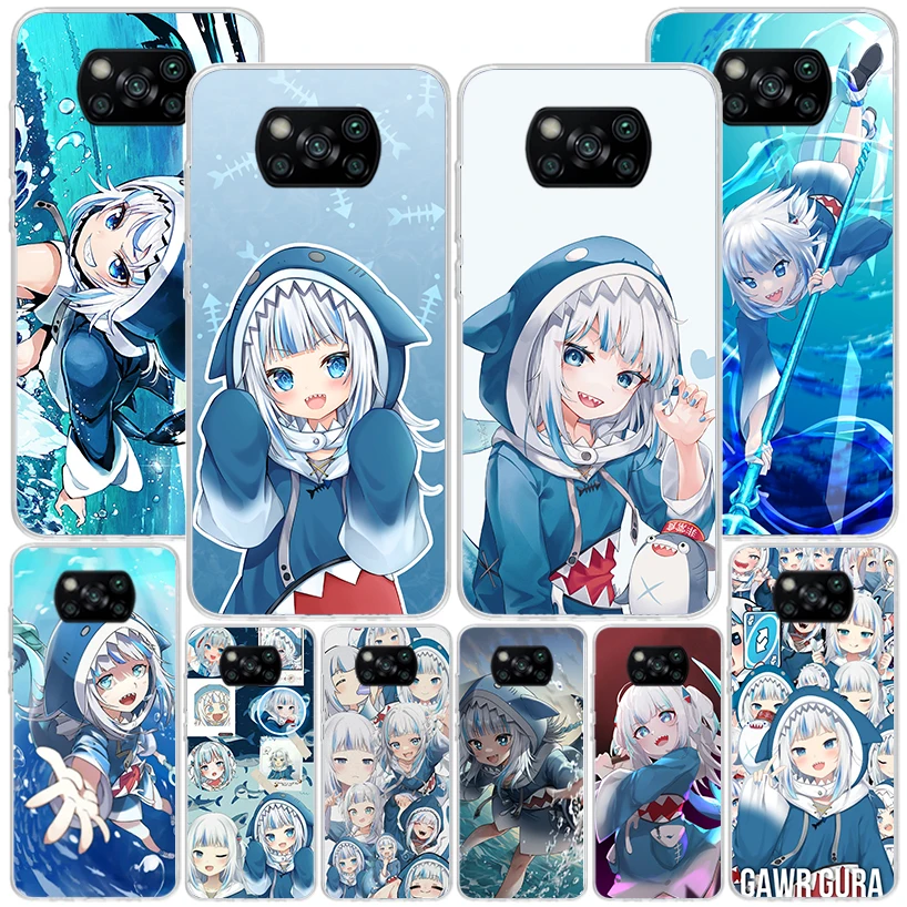 Gawr Gura Hololive Anime Phnoe Case for Xiaomi Poco X5 X6 X3 X7 Pro X4 Nfc F6 F5 F4 Gt M5s M4 M3 X6Pro X3Nfc Unique Cover Coque 