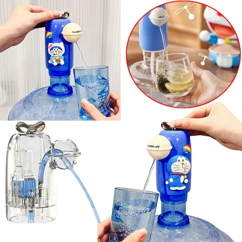 

Doraemon Bucket Water Electric Pump Anime Type-C Interface Water Dispenser Cute Household Bucket Automatic Pump Water Dispenser