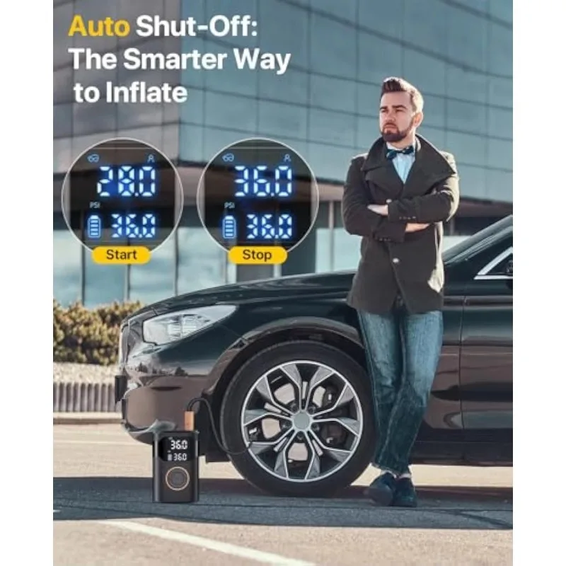 Gonfiatori per pneumatici con compressore per pompa d'aria per auto, portatili, senza fili, portatili, senza fili, elettrici ricaricabili automatici