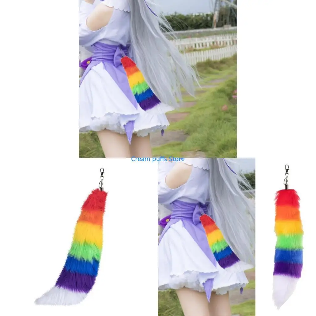 

50LE Foxes Tail Keychain Faux Furs Foxes Tail Keyring Soft Furry Bag Hangings Charm Pendant Handbag Pendant Accessorise