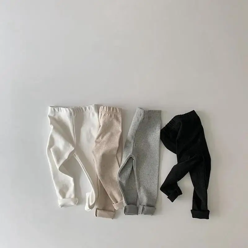 

2026 Spring New Children Cotton Leggings Infant Girls Solid Trousers Toddler Elastic Pants Baby Boys Casual Pants Kids Leggings