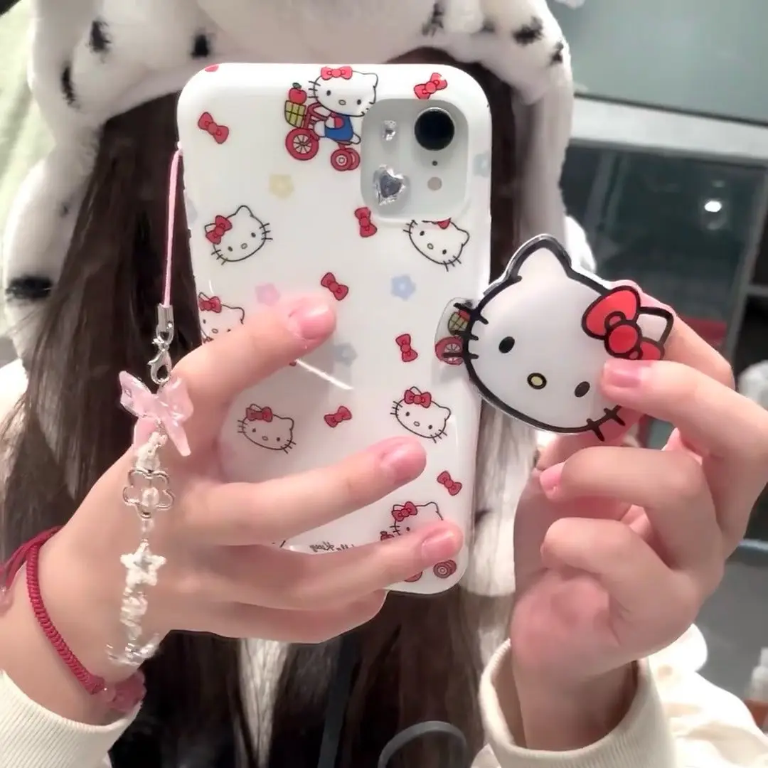 Hello Kitty  Apple phone protective case With Stand Iphone 15Promax phone case 14/13 12 soft case Anti-drop shell