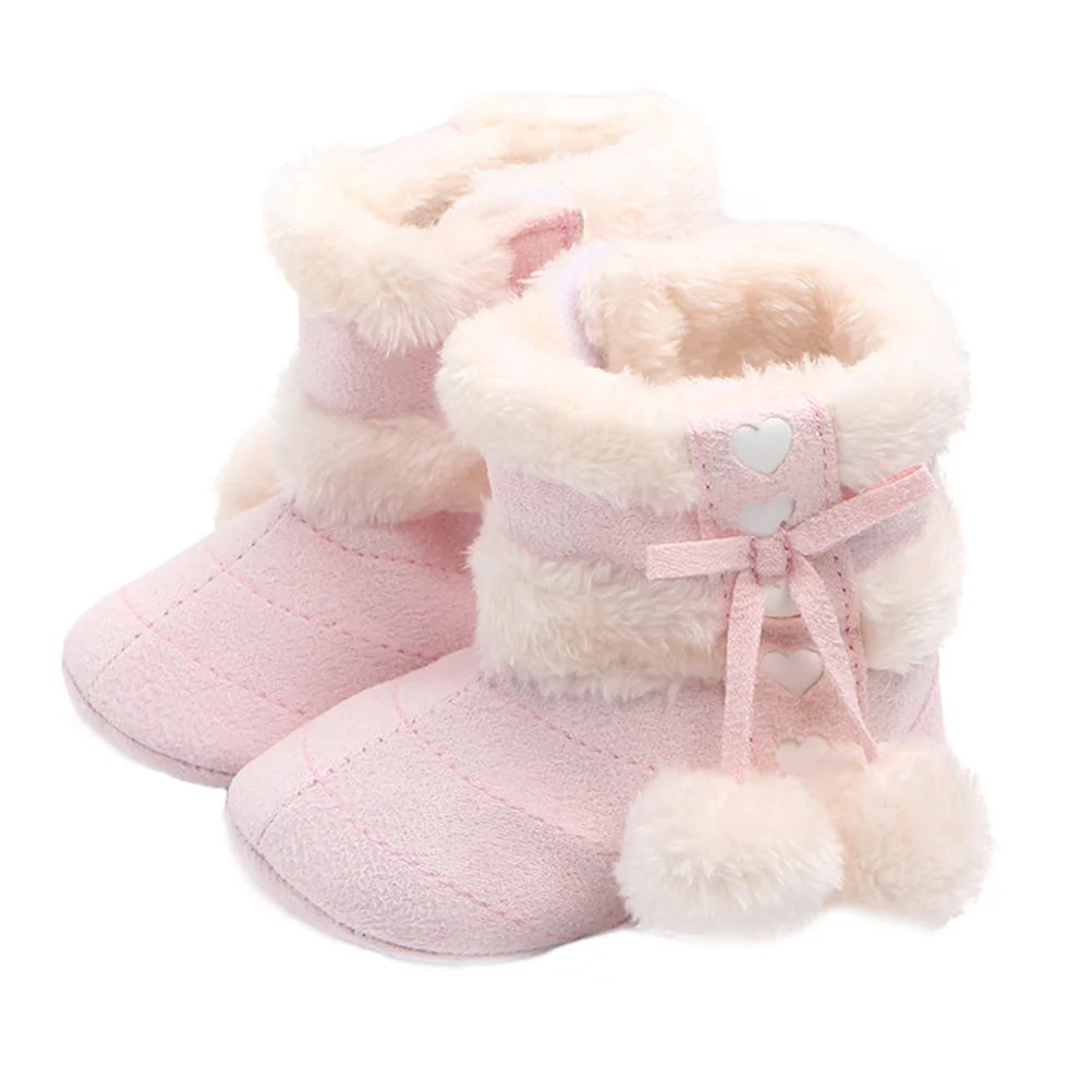 

1Pair Baby Christmas Boots Bowknot Cotton Prewalker Newborn Winter Shoes Baby Prewalkers Winter Shoes Infant Prewalkers