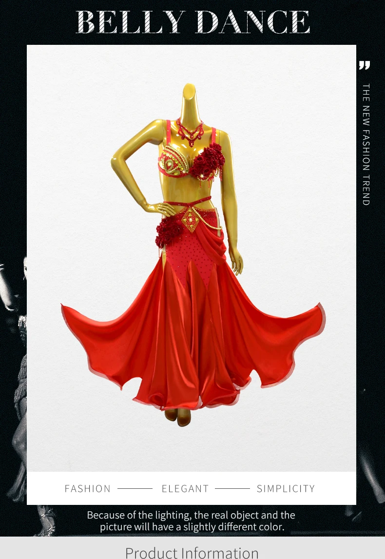 Bauchtanzkostüm, Bauchtanzkleid, langer Rock, orientalische Bühnenkleidung für Frauen, Baladi-Arabischer Anzug, Karnevalskostüm für Mädchen – Detail 2