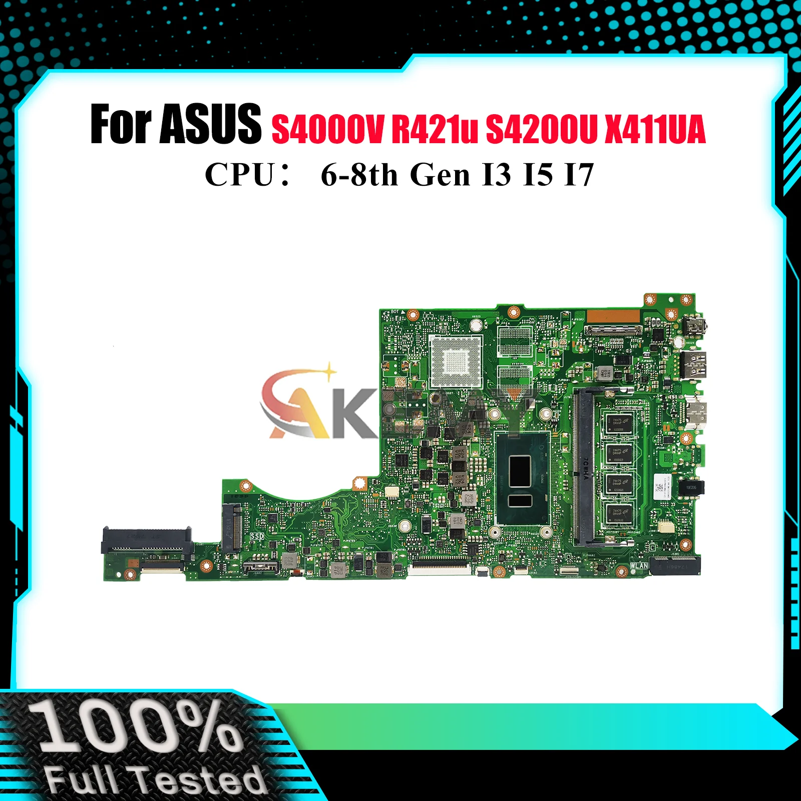 X411UA Laptop Motherboard For ASUS X411UA X411UF X411UV X411UQ S4000V X411U X411UN r421u S4200U X411UNV Mainboard I3 I5 I7 CPU