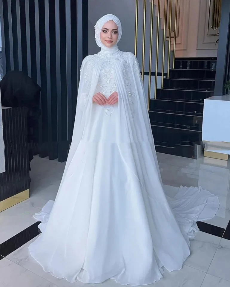 modern hijab wedding dress Pearl & Lace Hijab Bridal Gown