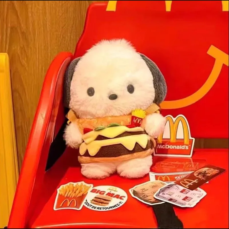 Kawaii Sanrio Pochacco Big Mac Bag,Hamburger Messenger Bag Schattige Anime Soft School Hanger Pluche Pop Speelgoed