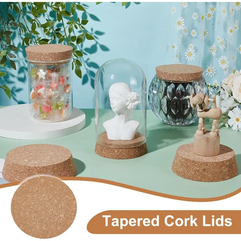 2Pcs Large Cork Lids for Jars 3.7-4.3 Inch Tapered Cork Plugs Cork Bottle Stoppers Wood Replacement Corks for Mason Jars Glass view 5
