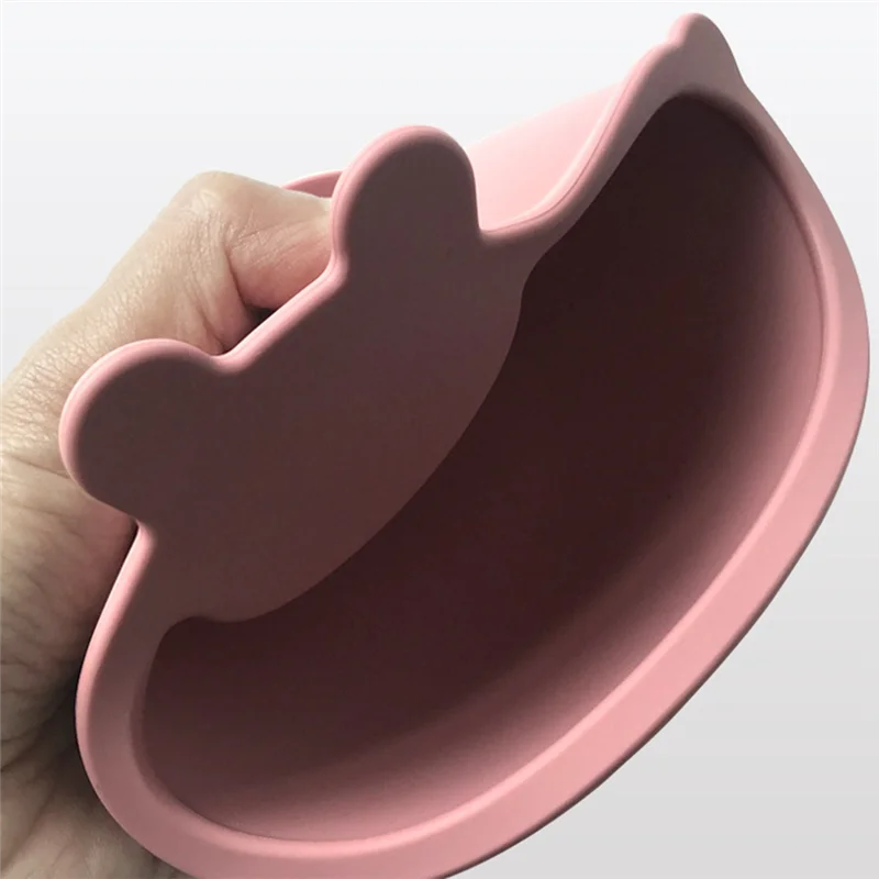 أحدث 1 مجموعة أطباق شفط السيليكون المرحلة الأولى تغذية لوحة سيليكون الأطفال لوحة سيليكون مع ملعقة C