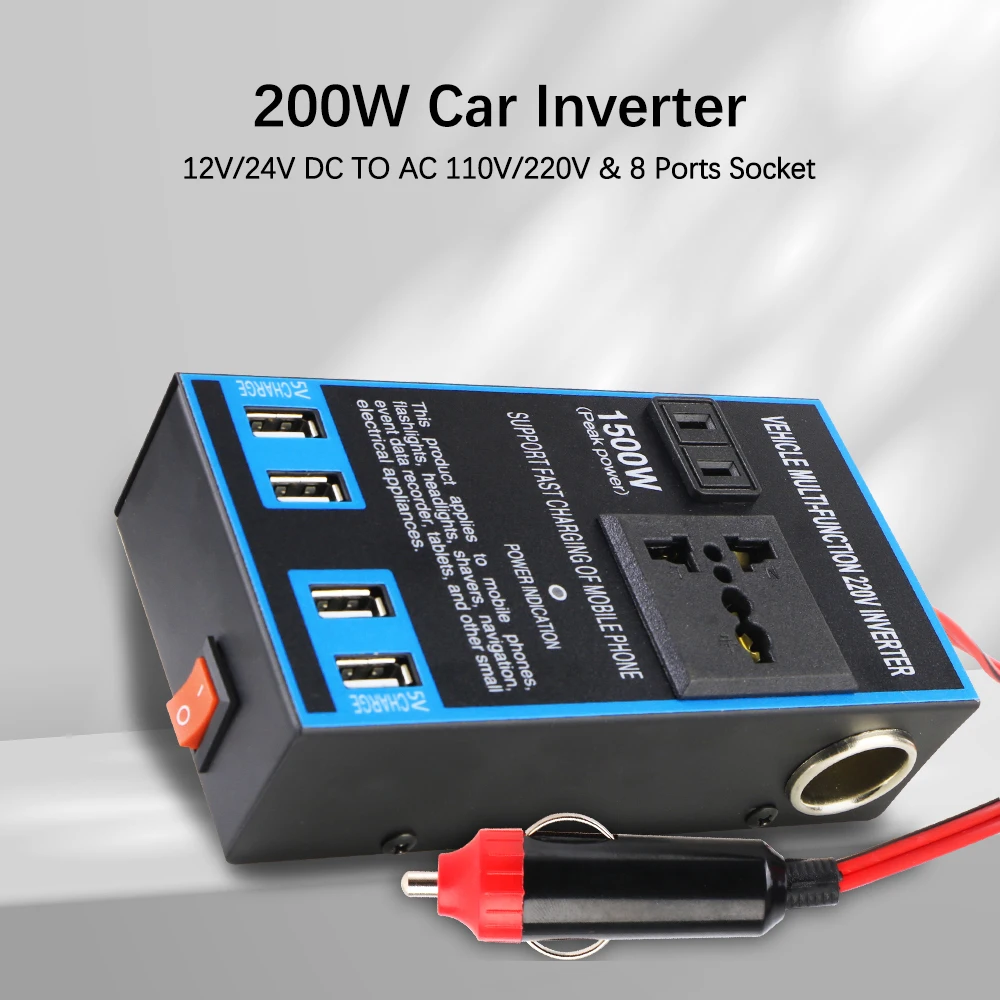 

Cigar Lighter Socket Car Inverter Quick Charging AC Sockets DC 12V/24V to AC 110V/220V Power Adapter Converter USB Chargers