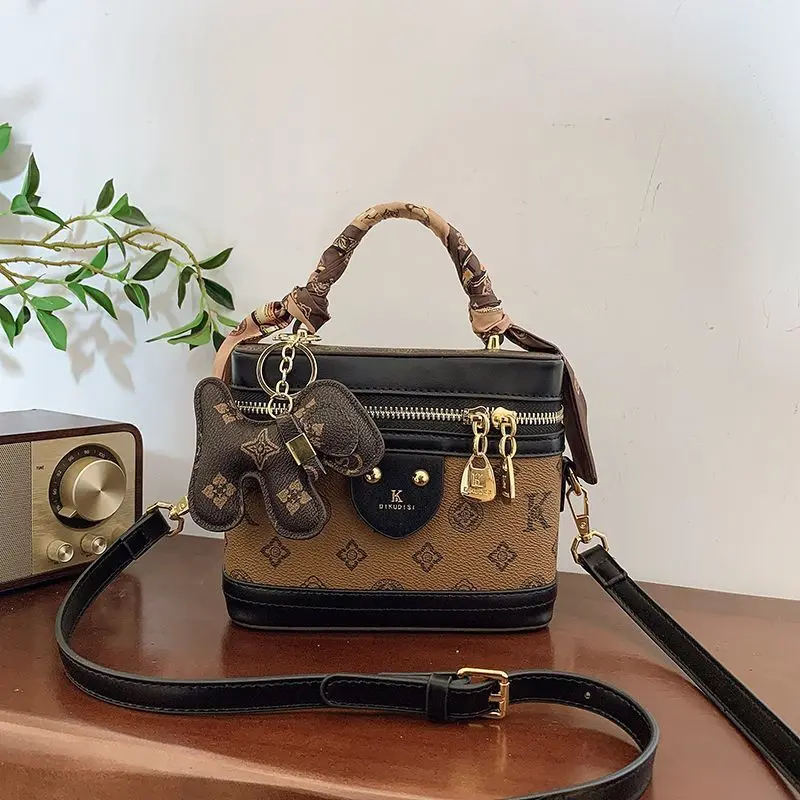 

2025 Spring Floral Bucket Bag, Niche Top Handle Purse for Women Luxe Shoulder Bag Textured Crossbody Tote Day-to-Night Sling Bag