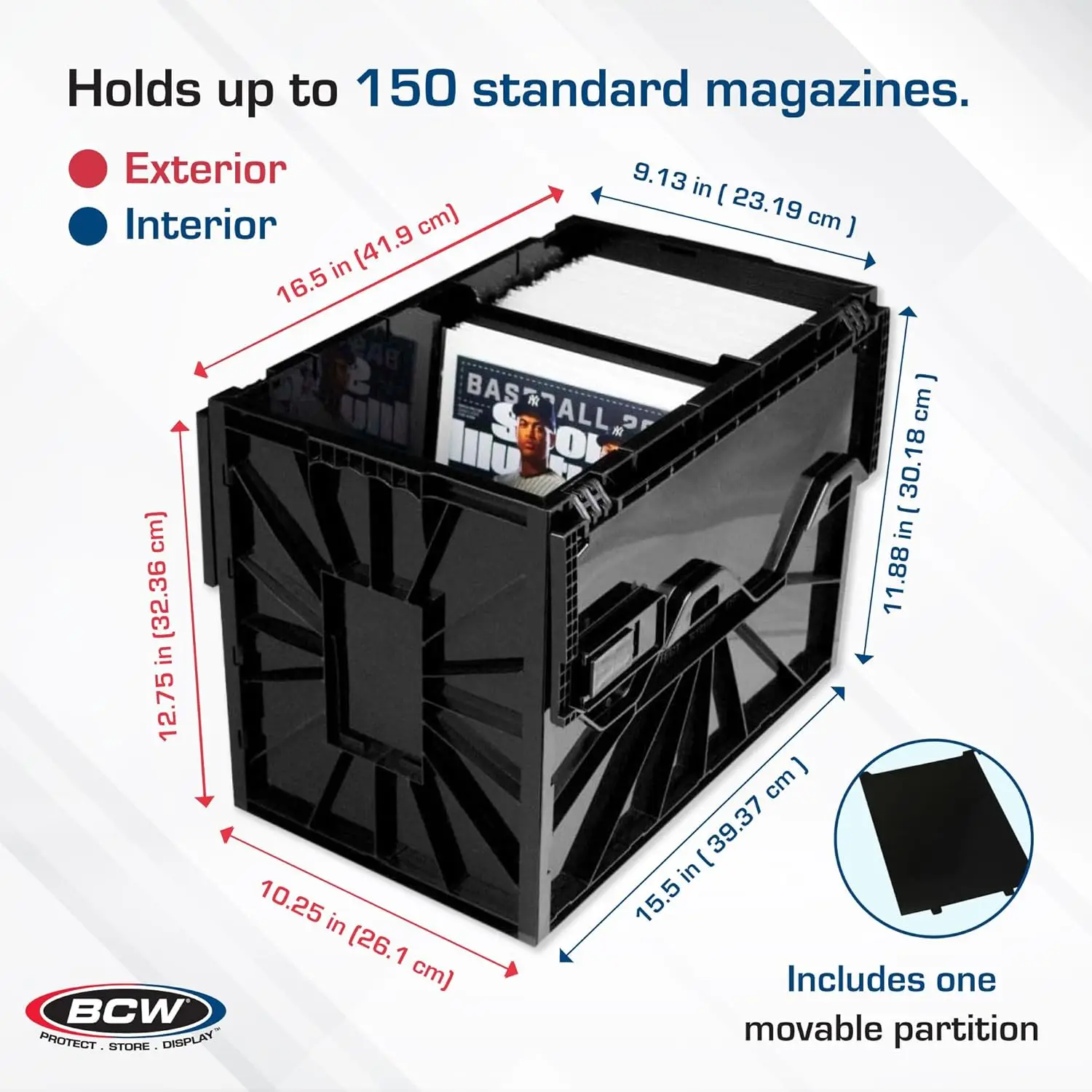 Durable Magazine Storage Box Set - Stackable Plastic Bins for Comics & Documents (2 Pack)