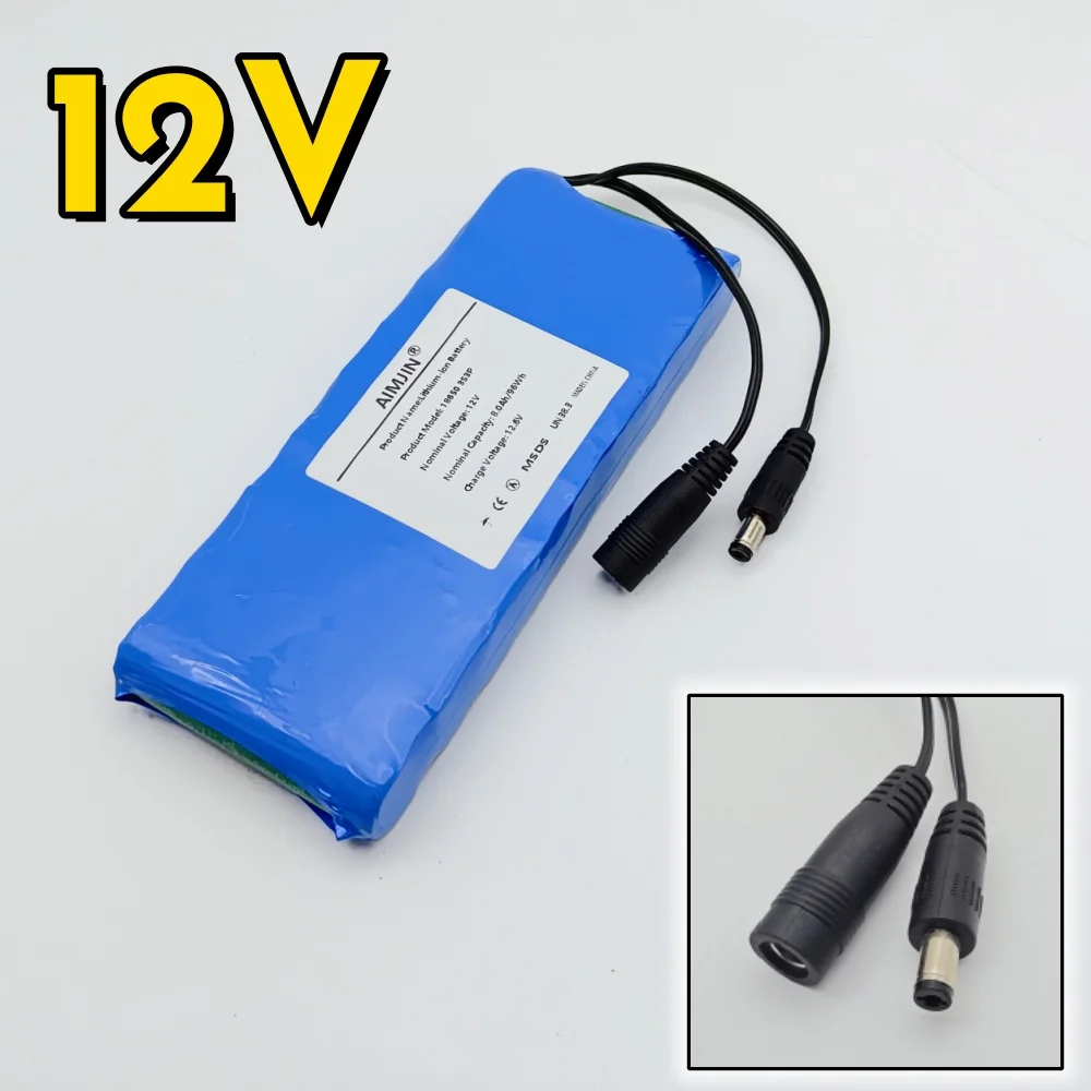 حزمة بطارية ليثيوم أيون قابلة لإعادة الشحن 12 فولت 8000 مللي أمبير في الساعة 8 أمبير في الساعة - مصدر طاقة محمول عالي السعة لكاميرات CCTV/الشاشة