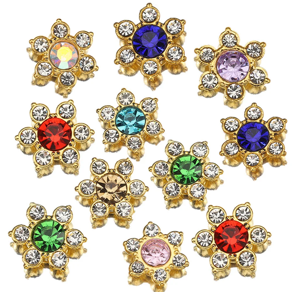 

100pcs 12mm Gold Resin Base Crystals Glass Beads Glue On Rhinestones Trim Flower Rhinestones Crafts Decoration Stones Strass
