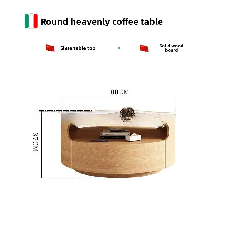 طاولة قهوة مستديرة من Wabi Sand Wind Rock مصنوعة من الخشب الصلب بتصميم المشاهير على الإنترنت وغرفة معيشة صغيرة إيطالية حديثة #6