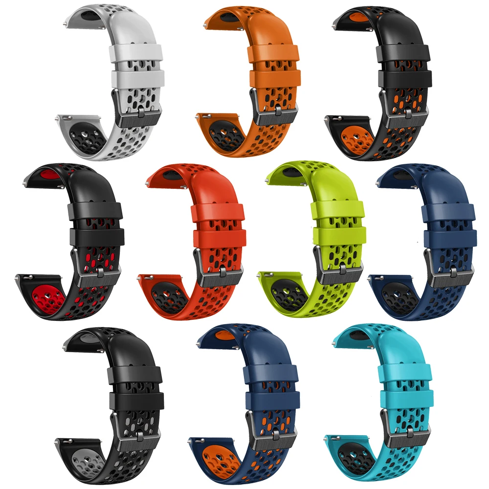 22mm Strap For Xiaomi Huami Amazfit GTR 47mm Silicone Watch Band for Amazfit GTR4 GTR3 Pro GTR 4/3/2E Breathable Bracelet Correa