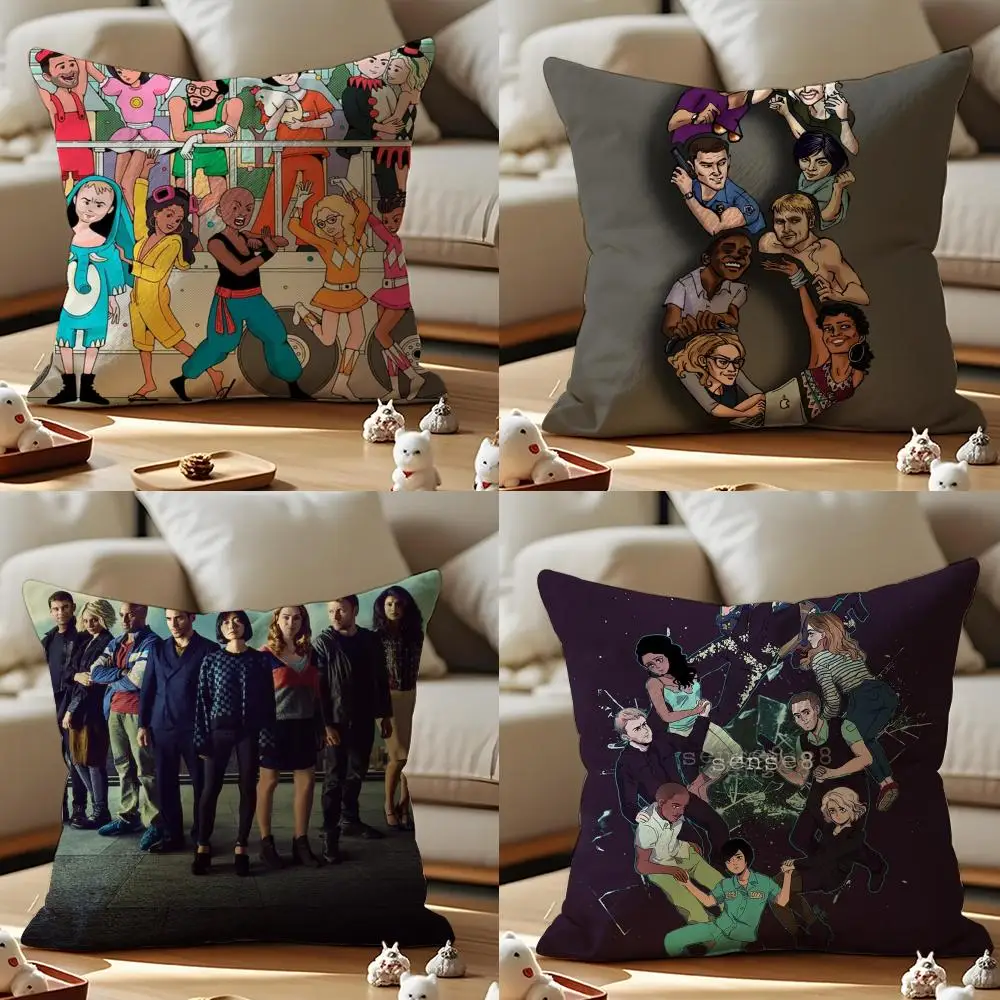 Sense8 Cushion Cover Anti-dustmite Pillowcase Invisible Zipper Silky Short Plush Sofa Cushion Cover