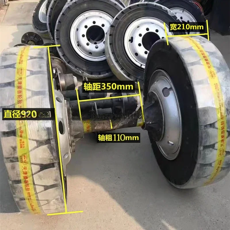 

2 Tunnel trolley tire 900 diameter excavation trolley solid tire 50 tons walking tire axle bold