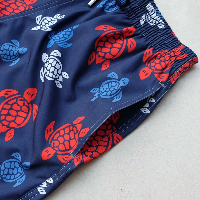 Pantalones de baño de marca de tortuga para hombre, pantalones de playa de secado rápido impermeables elásticos de cuatro lados, pantalones cortos