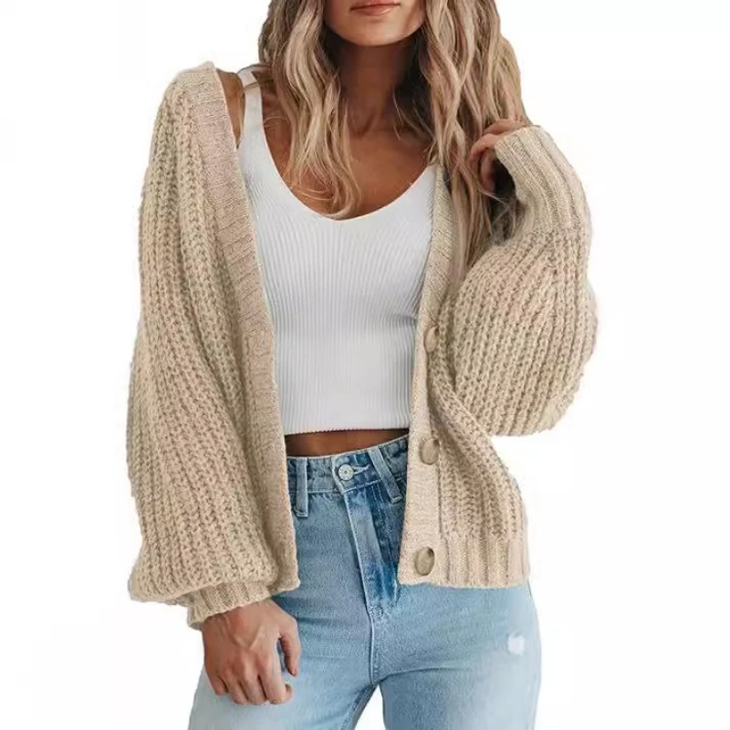 

Loose Knit Coat Elegant Single-breasted Women's Sweater