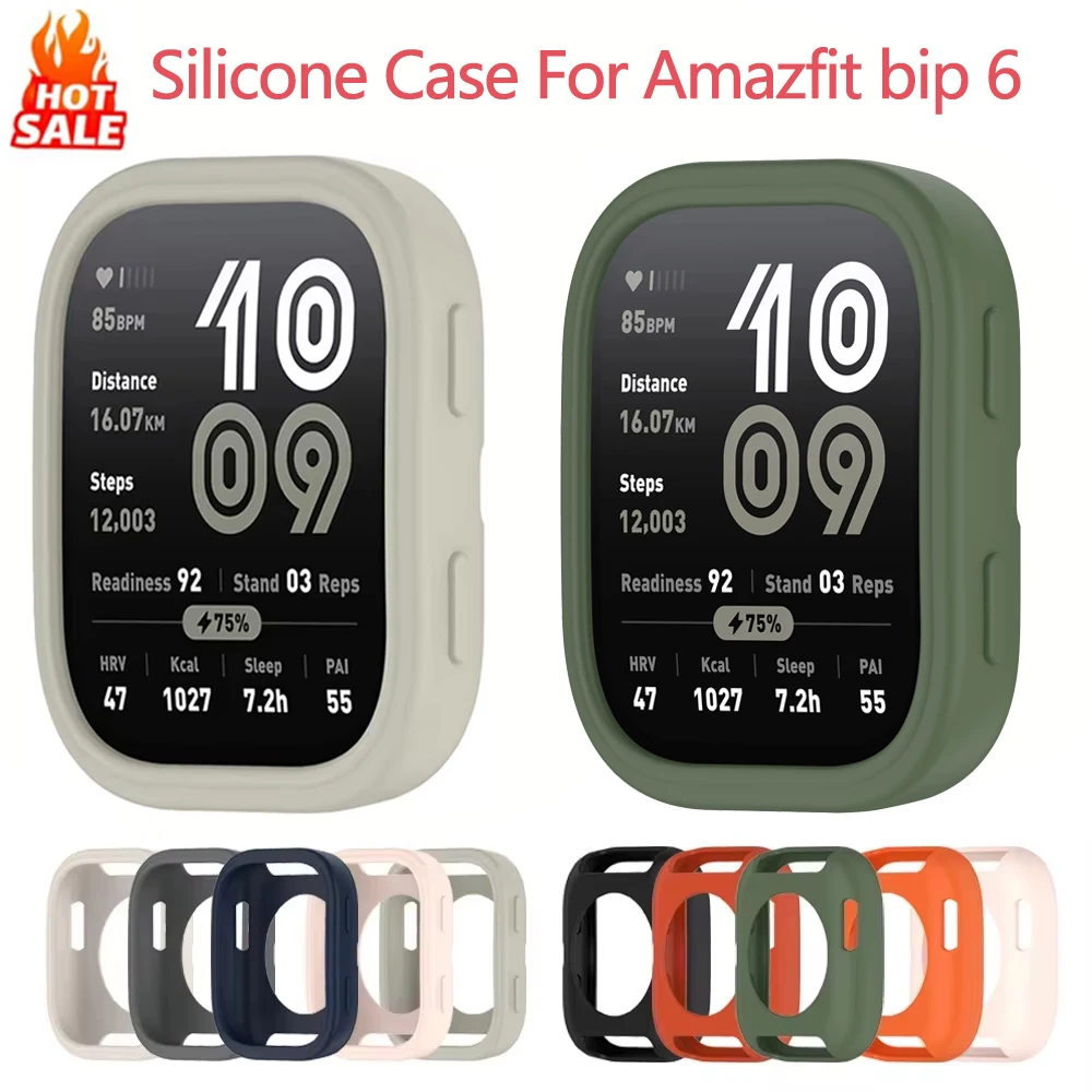 Soft Silicone Case for Amazfit Bip 6 Smartwatch Accessories Hollow Protective Shell Scratch Bumper Cover for Amazfit Bip 6 Strap