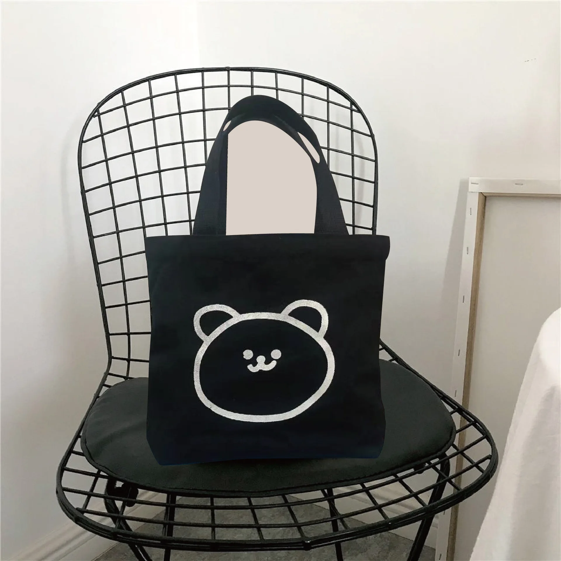 Mini bolso de mano de lona de oso lindo, bolso de mano, bolso de almuerzo pequeño de lona, bolso de compras respetuoso con el medio ambiente