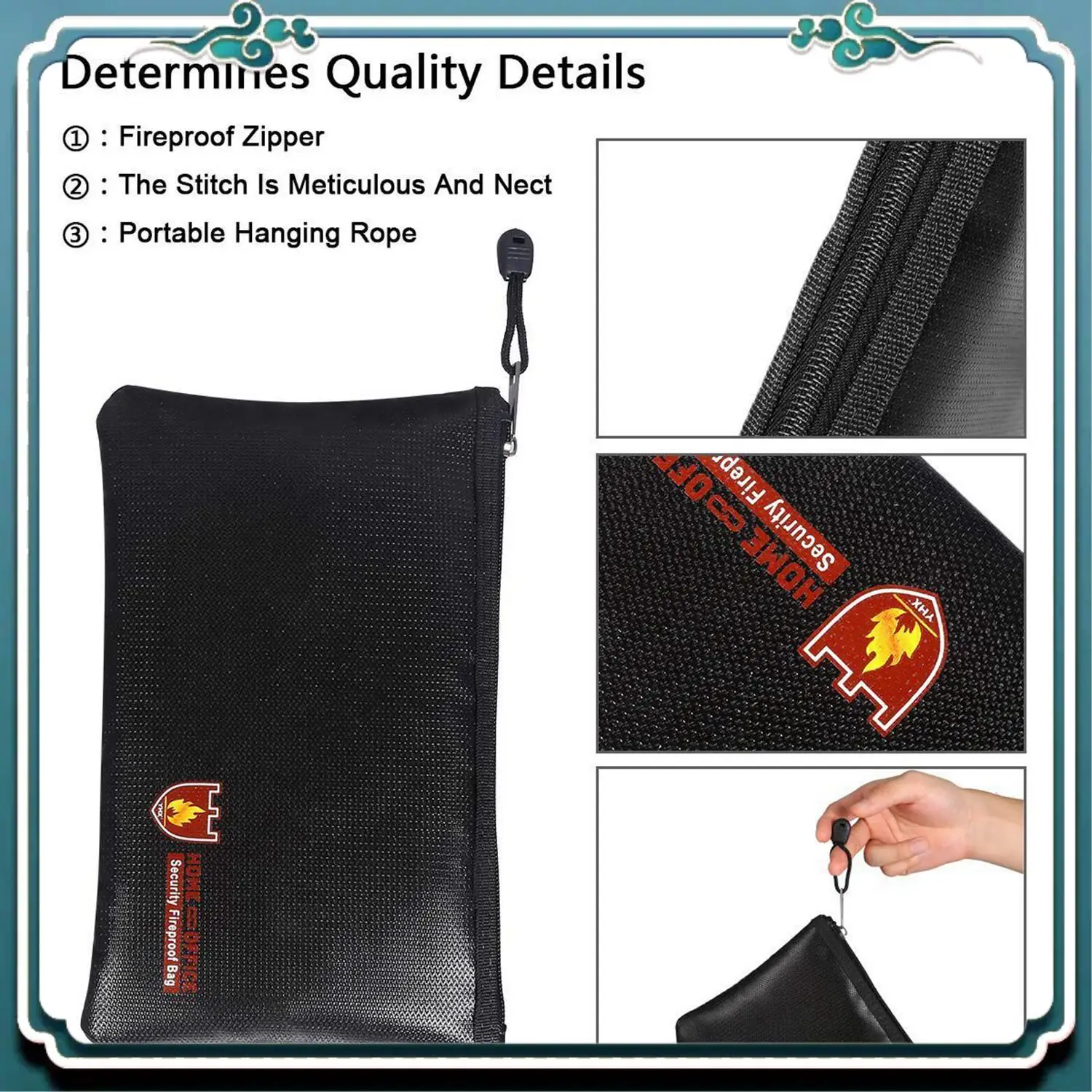 

Easy To Use 2 Pcs Fireproof Document Bags, A4 Size Waterproof And Fireproof Bag With Fireproof Zipper For Ipad, Money, Jewelry,