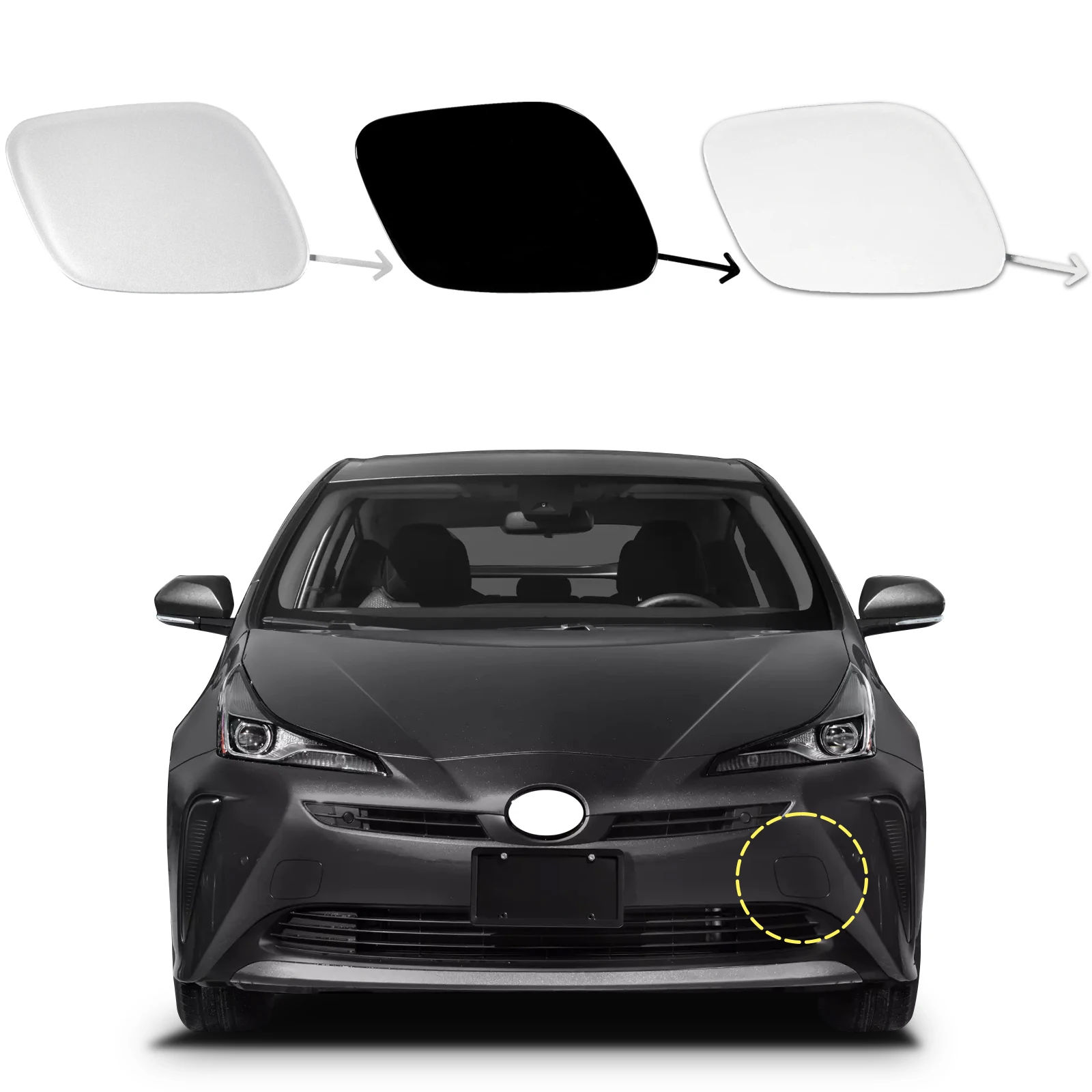 Front Bumper Tow Hook Cover Cap For Toyota Prius 2019 2020 2021 2022 52128-47910 52127-47911 Trailer Cover Cap Car Accessories