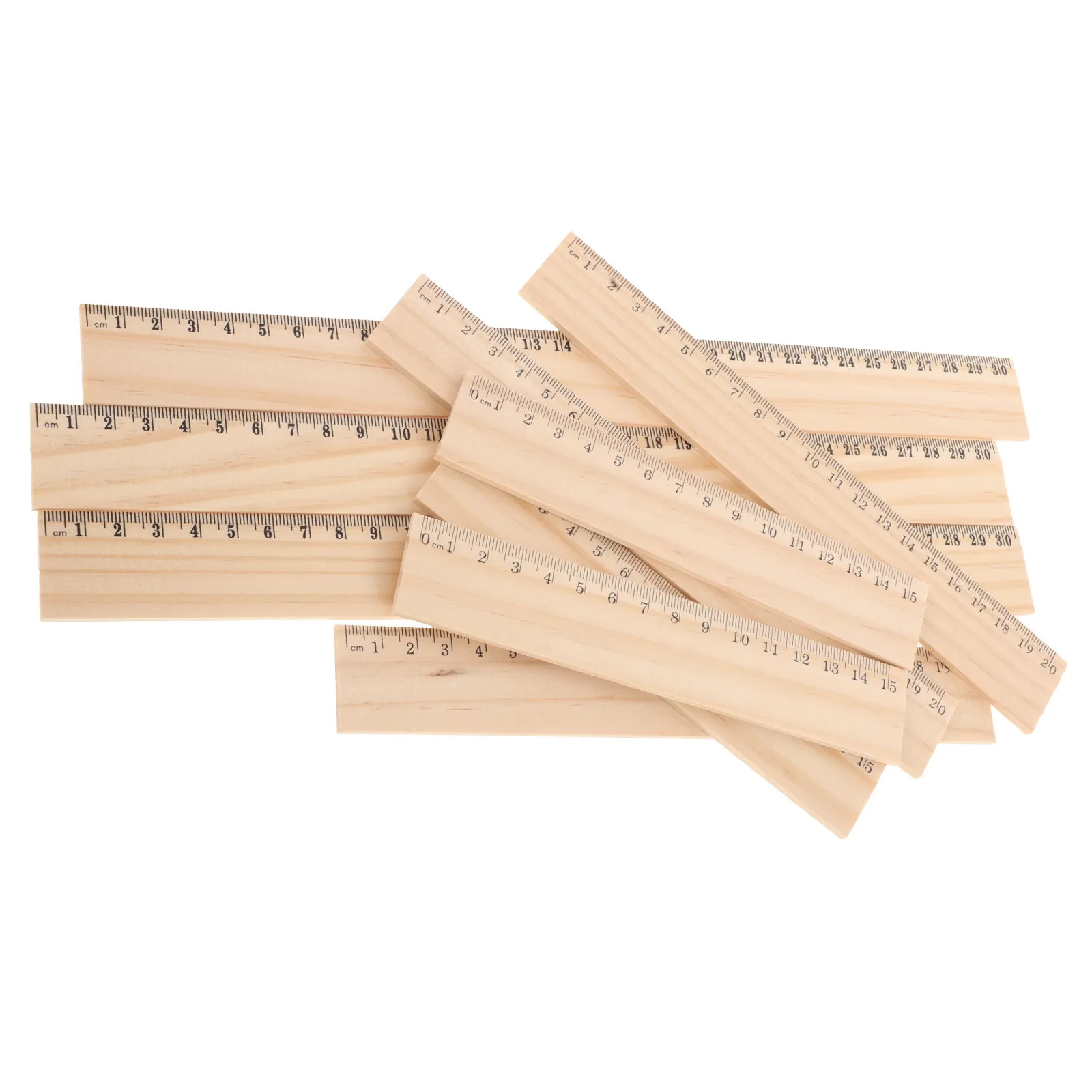 24Pcs Wooden Ruler Set Sturdy Warping Resistant 15Cm 20Cm 30Cm Clear Marked Straight Rulers for School Education Office Art