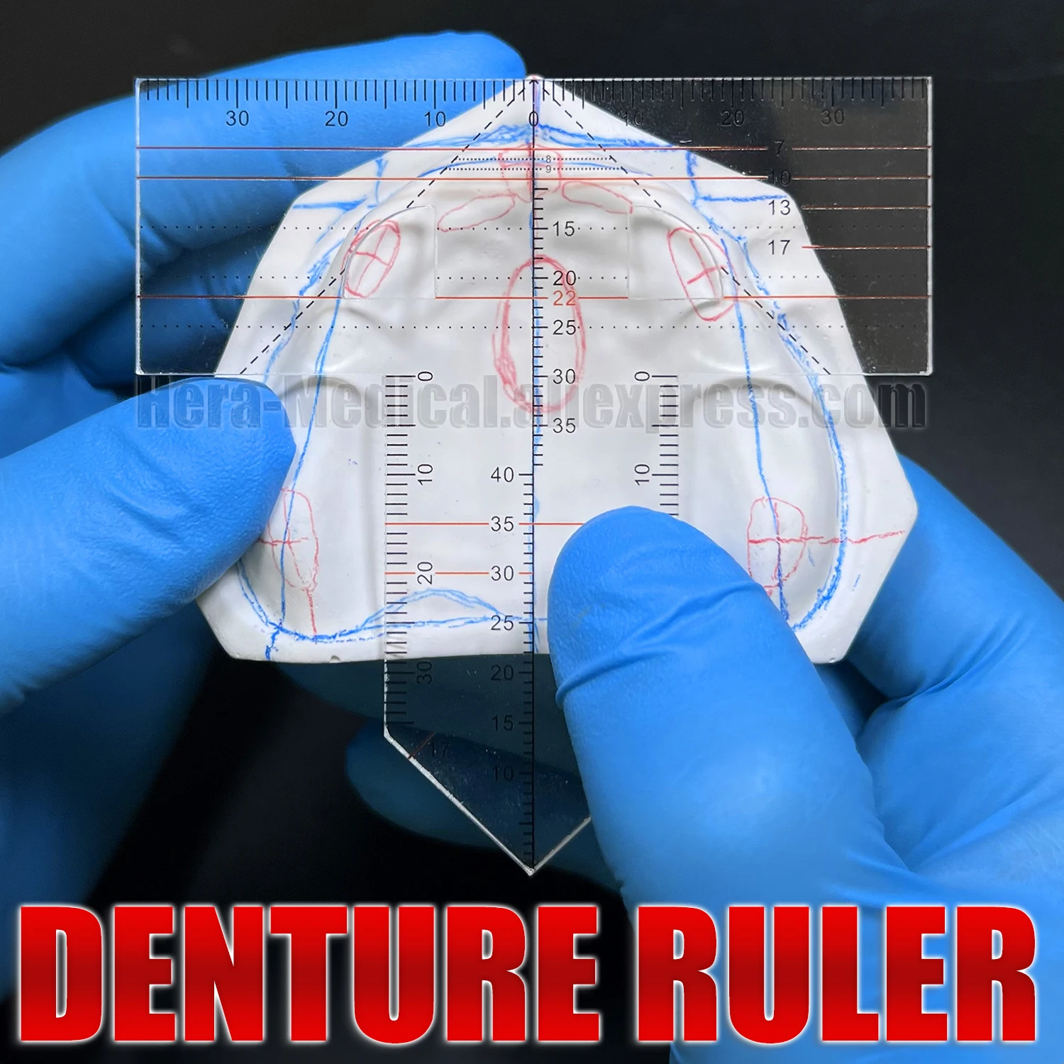 Regla Dental para dibujo y alineación de dentaduras, examen en forma de T, medidas de simetría de ortodoncia, multifuncional