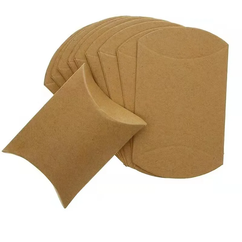 50PCS Kraft Paper Pillow Box Wedding Party Gift Candy Boxes Home Party Birthday Supply Paper Bags for Gifts