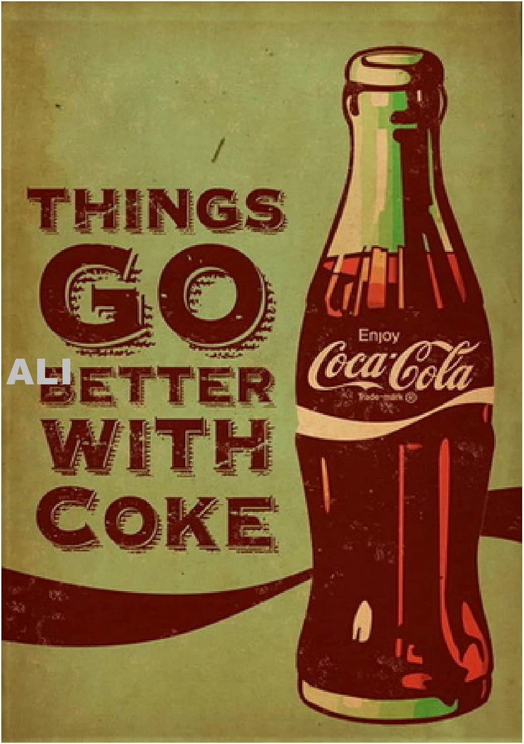 Retro Tin Sign Metal Poster Vintage Wall Decor Coca Cola, Things Go Better with Coke, for Pub Restaurants Cafe Club Plaque Ma PP