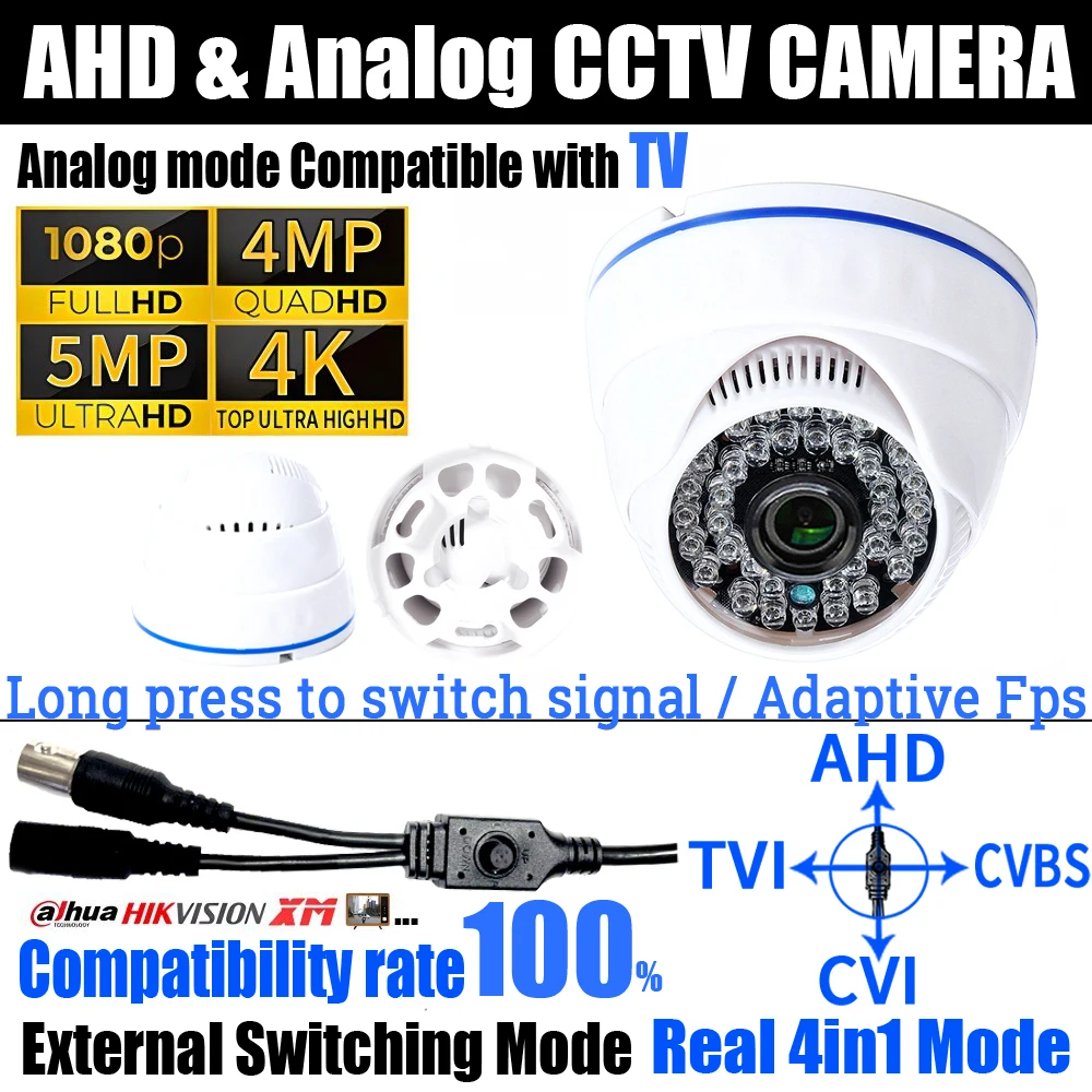 

Compatibility 100% OSD Switch 4MP/5MP/8MP 1080P Ultra AHD Dome Camera CCTV TVI/CVI/Analog 4in1 Indoor Digital Monitor For Home