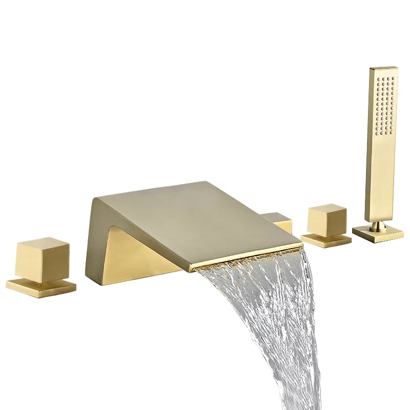 

Hot and cold bathtub side faucet waterfall outlet bathroom household laskin shower shower set four-piece set